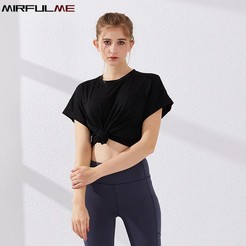 

Summer Women T-shirts Sport Female Loose Shirt Yoga Hip-hop Short Sleeve T-shirt Fitness Shirt Gym Running Tops Quick Dry Blouse