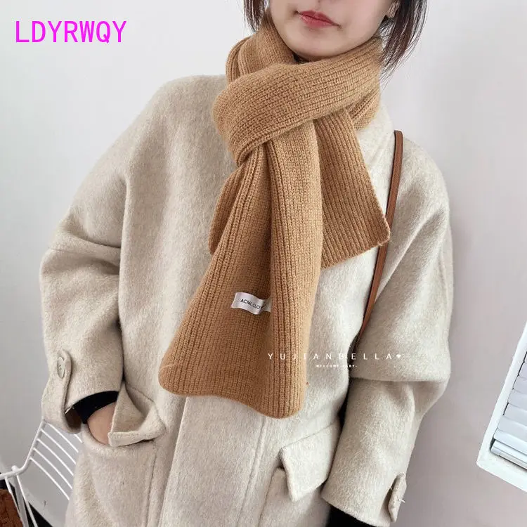 Корейский вариант мягкого вязаного универсального зеленого шерстяного шарфа