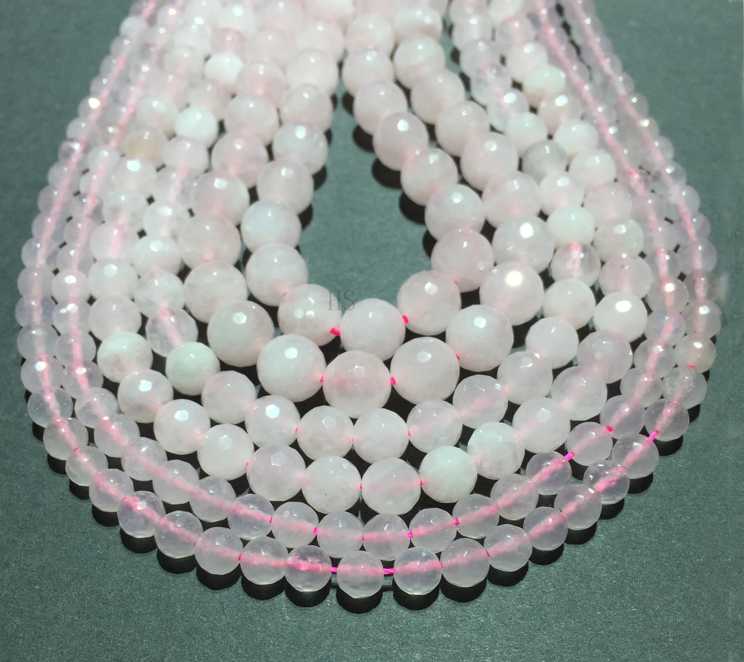 Натуральный камень розовая роза кварцевый граненый круглый бисер драгоценный