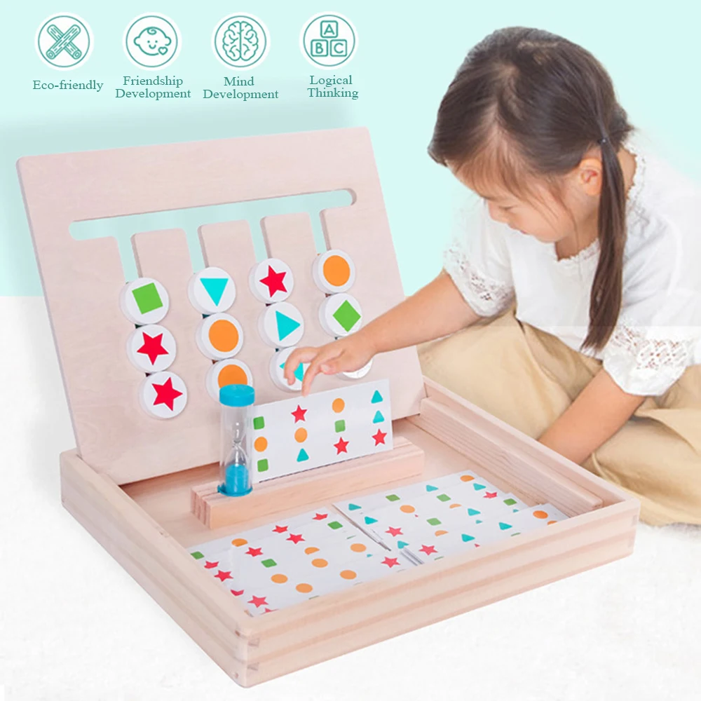 

Kids Four-color Wooden Puzzle Game Puzzle Logic Thinking Training Toy Sorting Enlighten Game Toy Educational Toys For Children