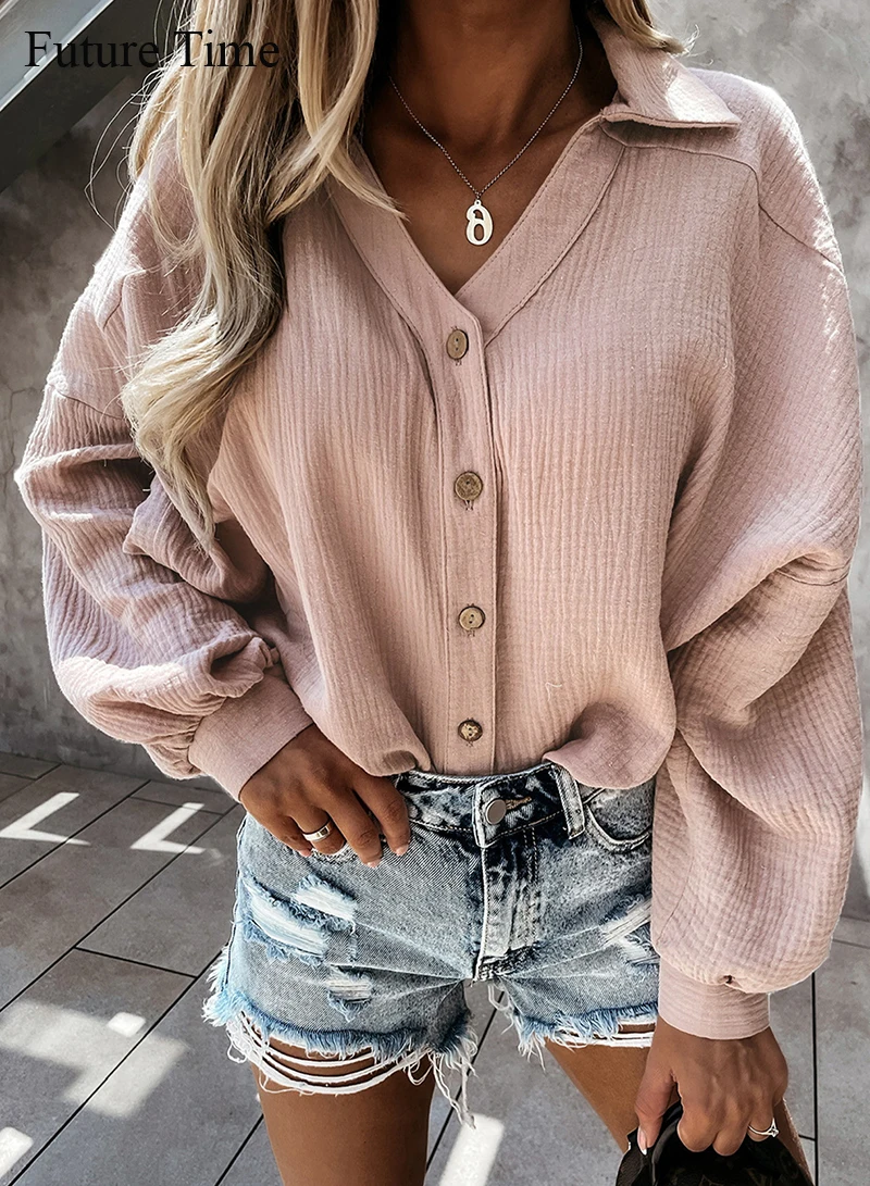 

Autumn Fashion Single Breasted Shirts Women Lantern Sleeve Turn-down Collar Office Ladies Shirt White Slim Blouse Casual SS1199