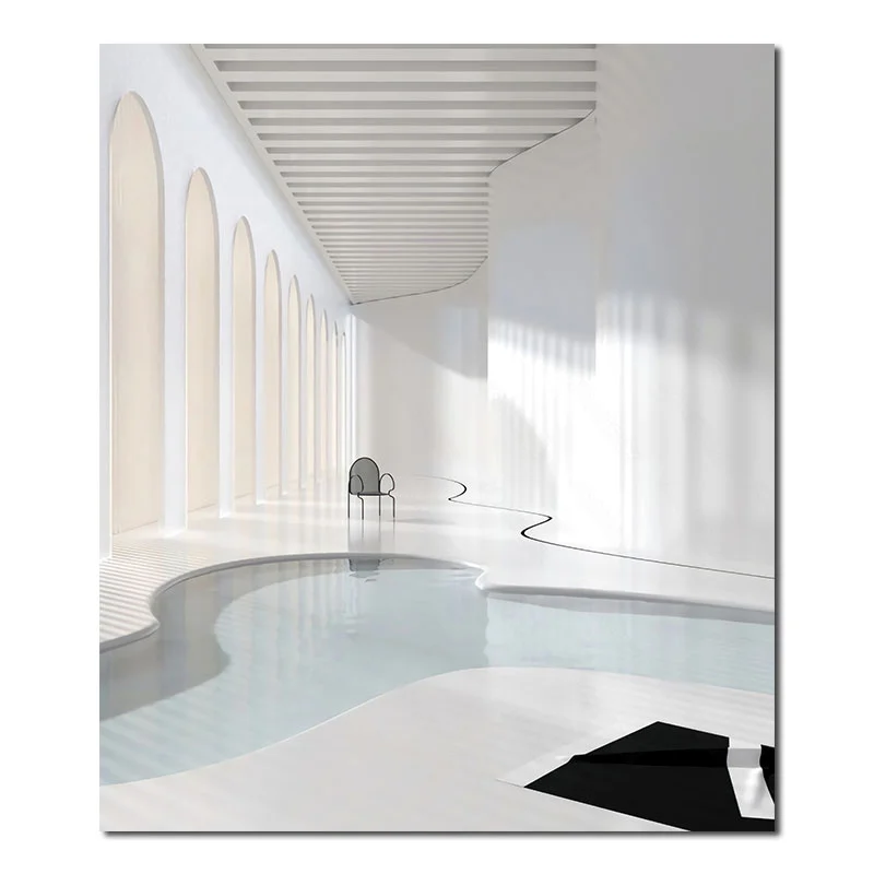 

European Style Canvas Material On The Lake Corridor Swimming Pool Scene Picture Background Decorative Painting 1 Pc and Wall Art