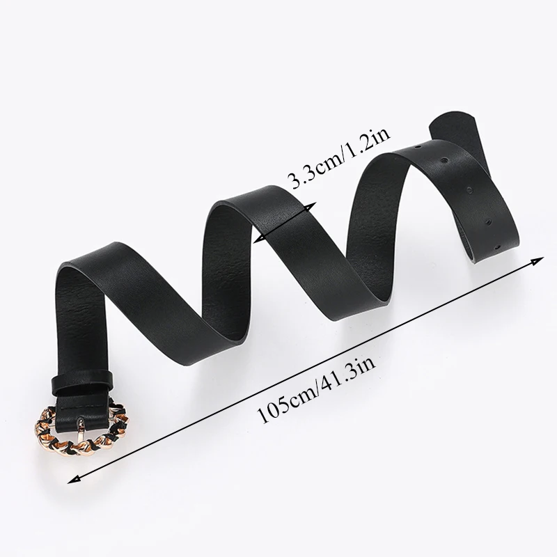 

Twist Pin Buckle Waist Belt Solid Color PU Waist Strap 1PC 3.3cm Wide Jeans Dress Casual Waistband Women Faux Leather Belt