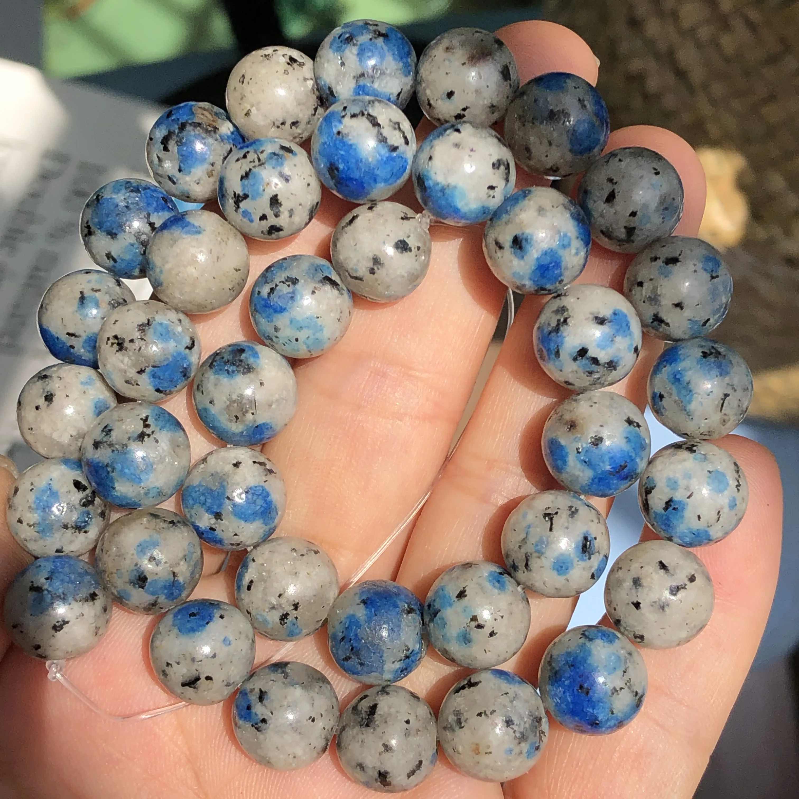 

White Blue K2 Jaspers Natural Round Loose Stone Beads for Jewelry Making DIY Mineral Beaded Accessories15'' 6/8/10mm Pick Size