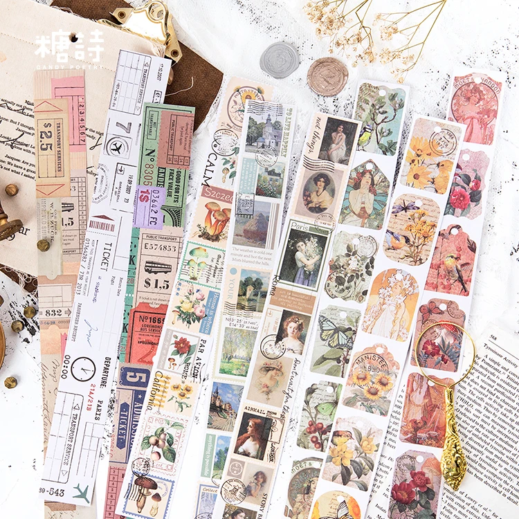 Винтажные Цветы Растения серии Ретро васи маскировки клейкие наклейки