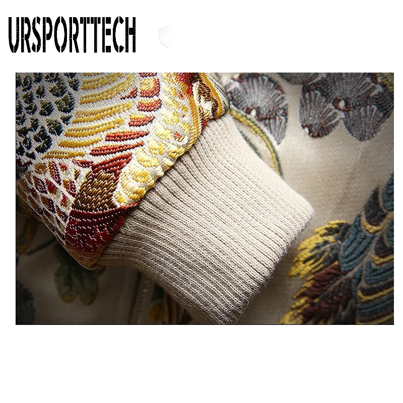 Куртка URSPORTTECH мужская повседневная приталенный Бомбер с японской вышивкой