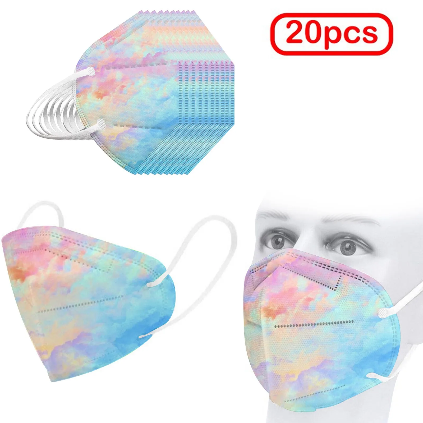 

Adult Mask Tie-dye printing 5-Layer High-Density Filter Protection disposable Windproof Face Mask Outdoor Facemask Face Masque