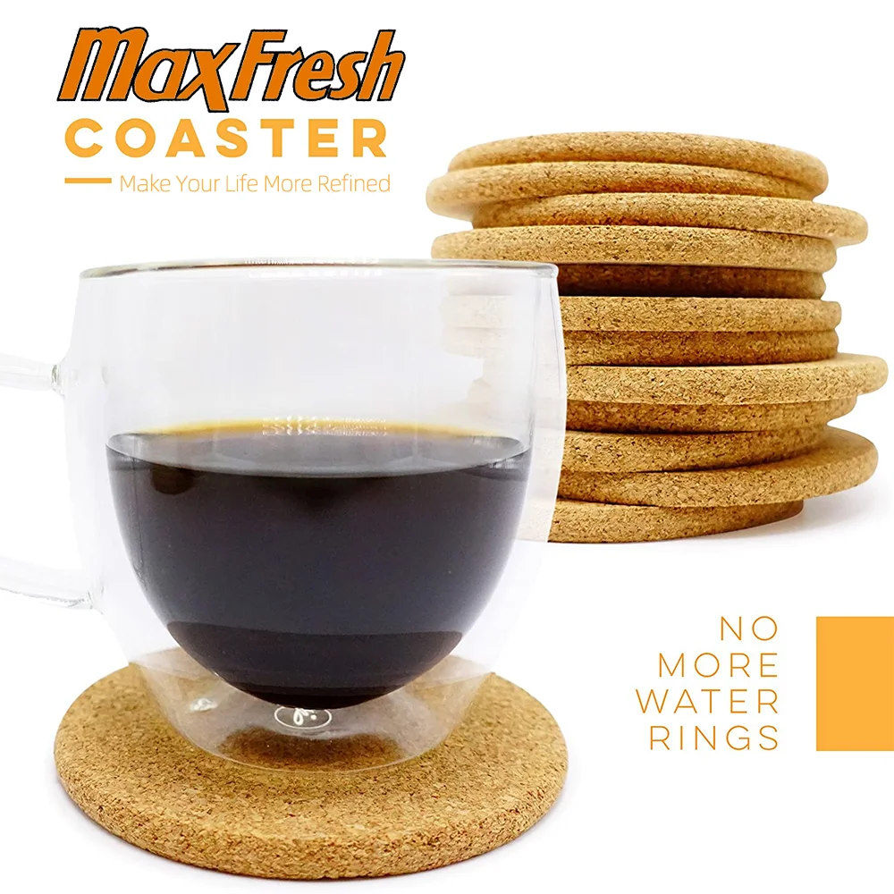 

Cork Coaster 1cm Thicken Cup Coasters Tea Coffee Mug Drinks Holder for Kitchen Natural Wooden Mat Tableware Round Drink Coaster
