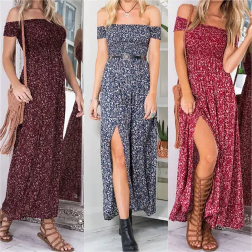 

Women Summer Dress Irregular Sexy Split Dresses Printing Floral Plus Size Skirts Party Wear Fashion Long Clothes for Girls