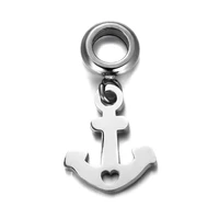 stainless steel spacer bail bead anchor charms 5mm hole polished metal charm accessories for diy bracelet jewelry making