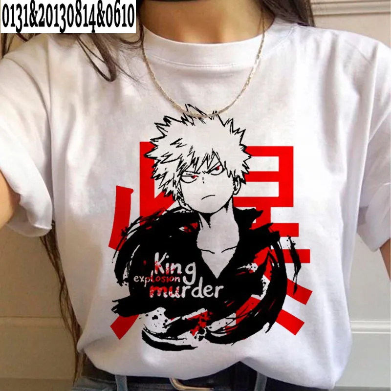 

My Hero Academia Bakugou T-shirt Women Cute Anime Boku No Hero Academia T Shirt Cool Todoroki Graphic Tshirt Unisex Tops Tees
