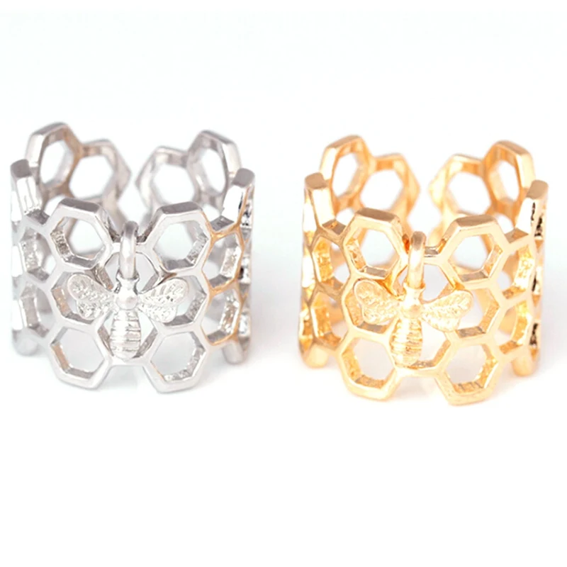 Регулируемые открытые шестигранные женские кольца из нержавеющей стали