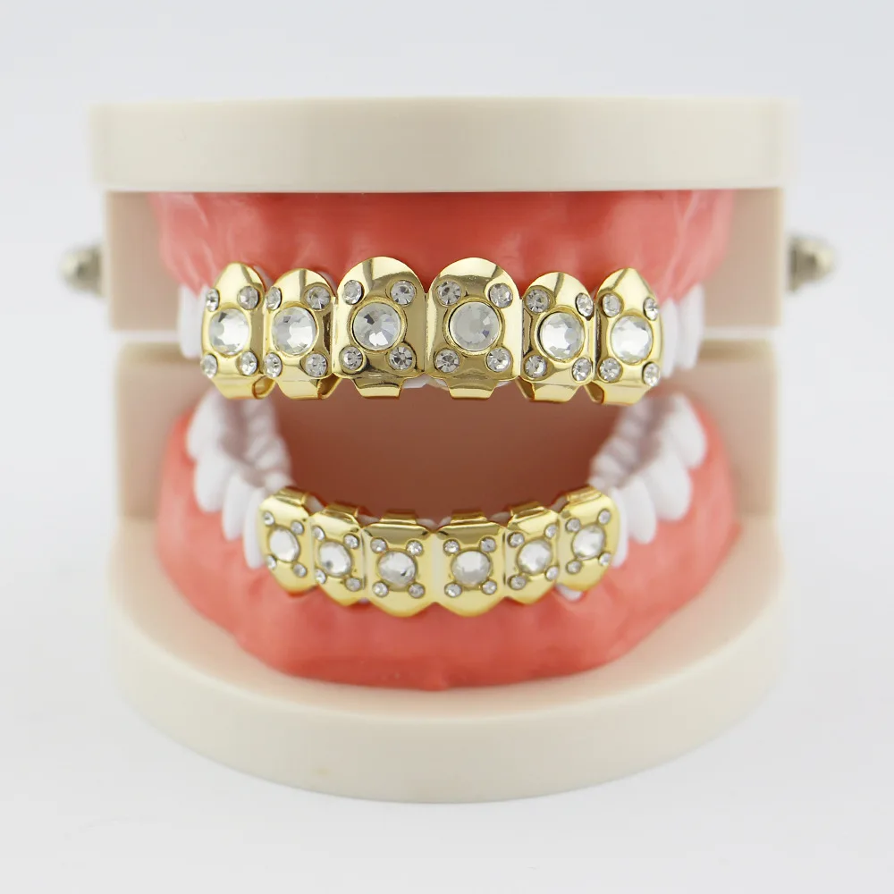 Grillz зубы Мужчины Женщины ювелирные изделия тела Льдом Из хип-хоп большие стразы