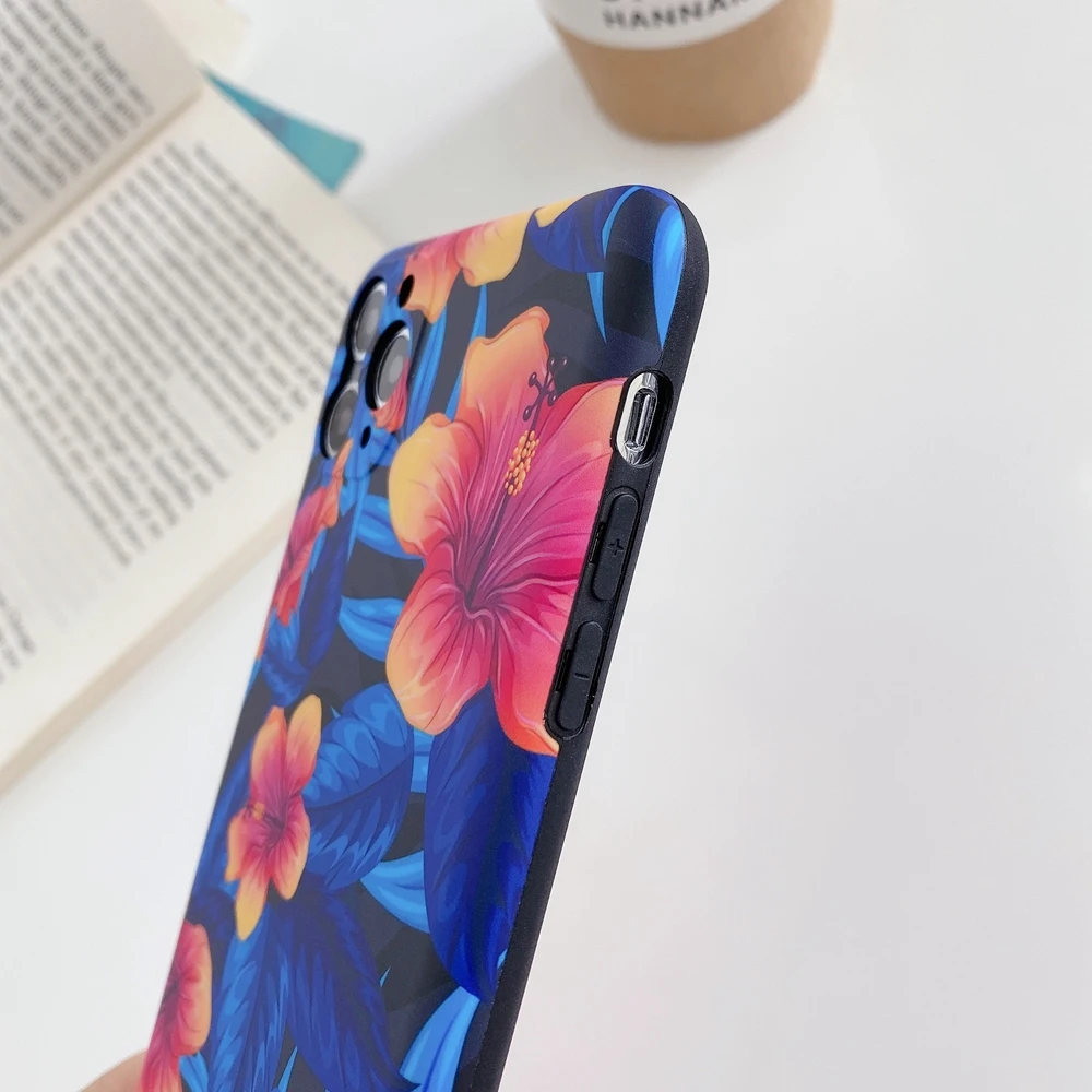 

Luxury Elegant Retro Floral Flower Leaf Phone Case For iPhone 11 Pro Max XS XR X 8 7 Plus SE 2020 Case Matte Soft IMD Back Cover