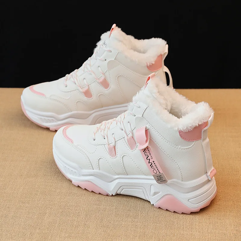 Женские кроссовки на платформе Вулканизированная подошва плюшевые Повседневная