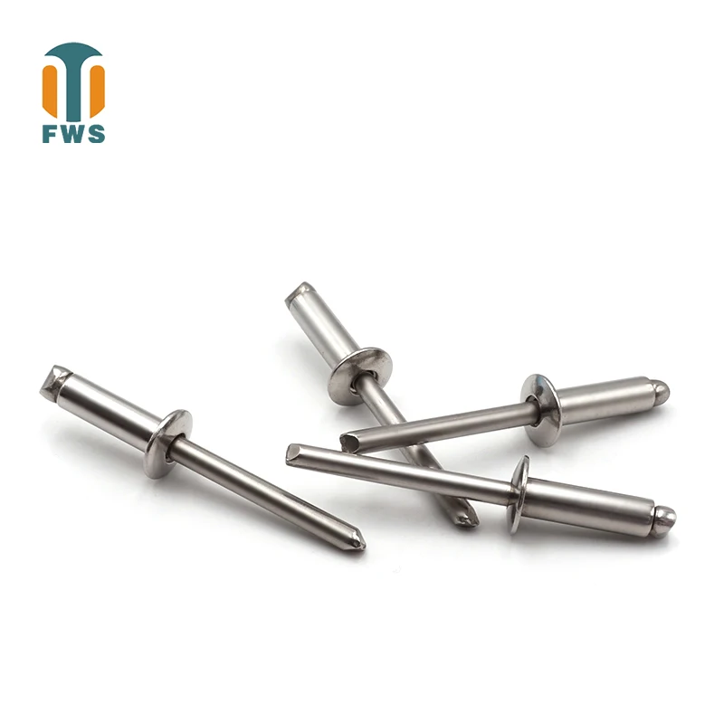 

50 PCS M4 M5 13-35mm DIN EN ISO 15983 GB /T 12618.4 Stainless Steel Open End Blind Rivets Pop Rivets With Protruding Head