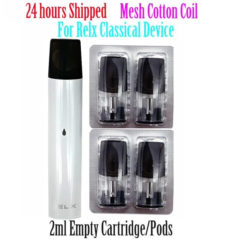 

4pc Replacement Vape Pods For Relx Classical Vape Device 2ml Mesh Cotton Coil Vape Cartridge Electronic Cigarette Atomizer