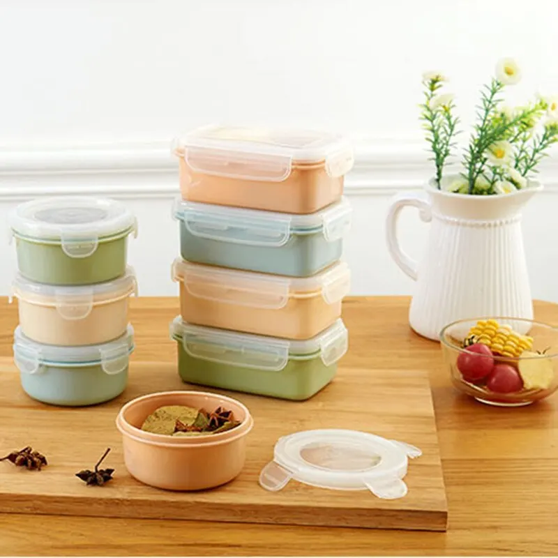 280 мл/380 мл мини пластиковый контейнер для обеда Bento Box Круглый/прямоугольник Crisper