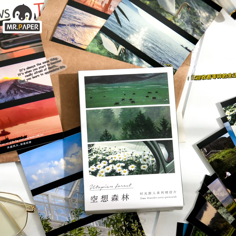 

Mr.Paper 30 Pcs/box 2 Designs Sakura Time Traveler Series Ins Style Postcards Creative Writing Greeting Decor Collage Material