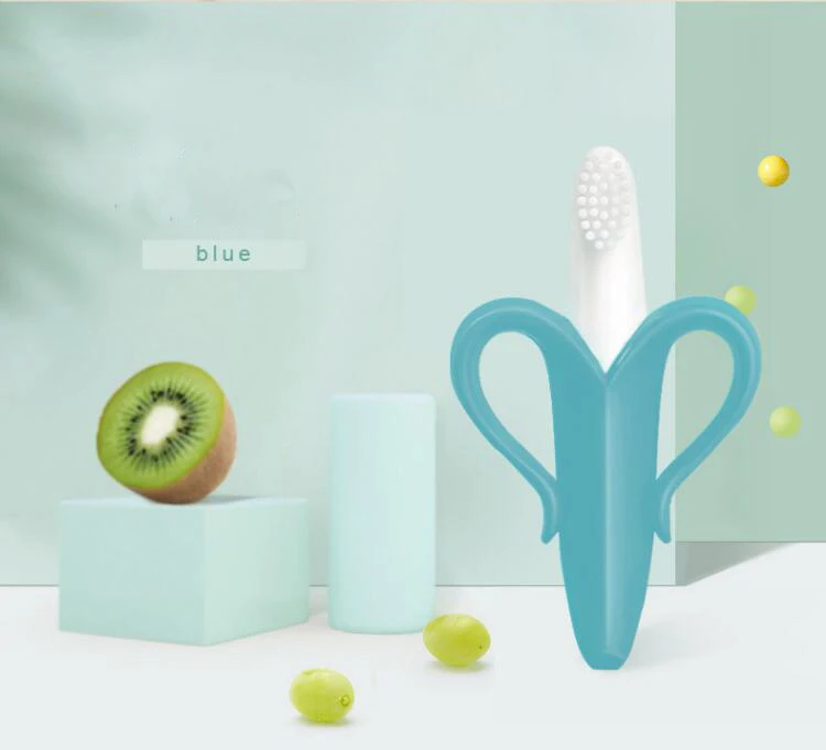 

Baby Teether Toddle Safe Free Banana Teething Ring Silicone Chew Dental Care Toothbrush Nursing Beads Gift For Infant