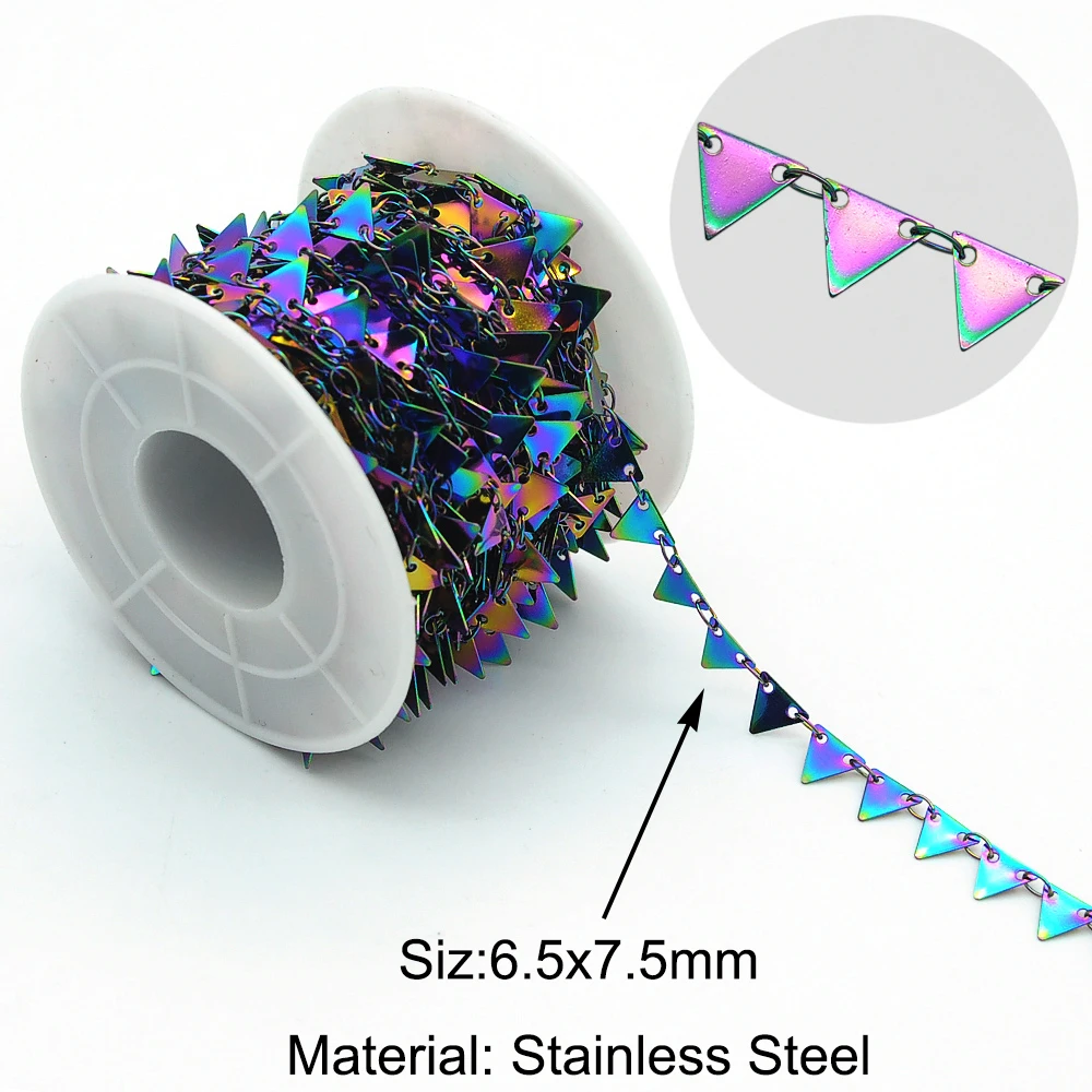 

10 Meters/Lot High Quality 6.5x7.5mm Triangle Stainless Steel DIY Chains for Jewelry Making Necklace Bracelet Wholesale