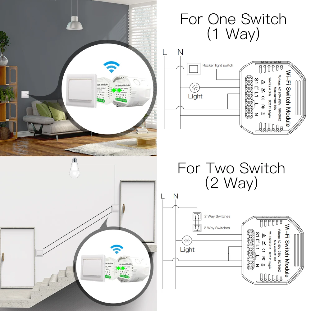 DIY WiFi Smart 1/2 Way 2 Gang светильник релейный модуль диммер выключатель беспроводной