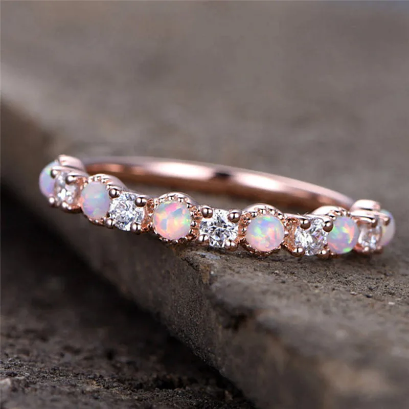 

Женское винтажное Опаловое кольцо Vagzeb, обручальное кольцо цвета розового золота с фианитом, ювелирные изделия, Прямая поставка