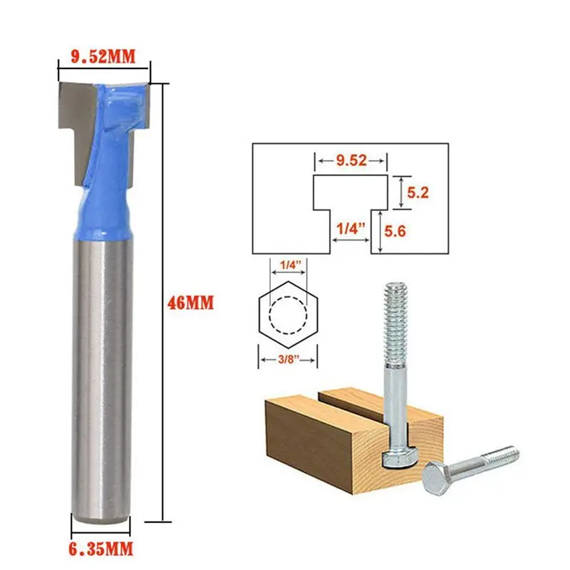 1/4 inch Shank T-Slot Cutter Router Bit Steel Handle 3/8 & 1/2 Length Woodworking Cutters For Power Tools | Инструменты