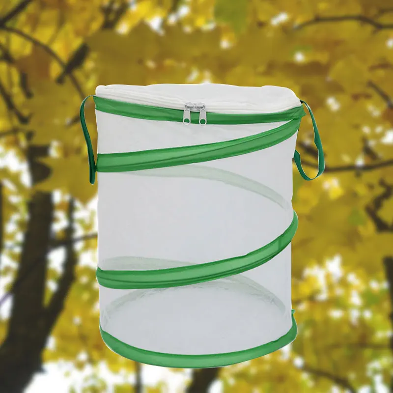 Hot Mini Butterfly Habitat Cage Cylindrical Pop-up Mesh Terrarium with Hanging Strap Zipper Closure on the Top for Insect | Спорт и