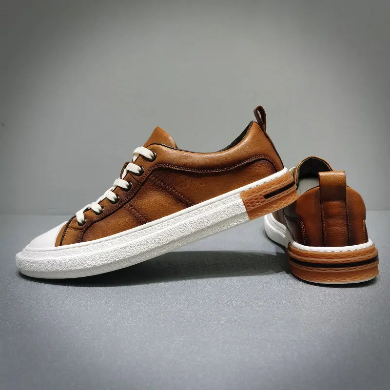 Beli Sepatu Pria Fashion Antik Sneakers Kulit Asli Sepatu Kasual Flat Pria Sepatu Pantofel Pria Buatan Tangan Mokasin Lembut Zapatos Hombre
