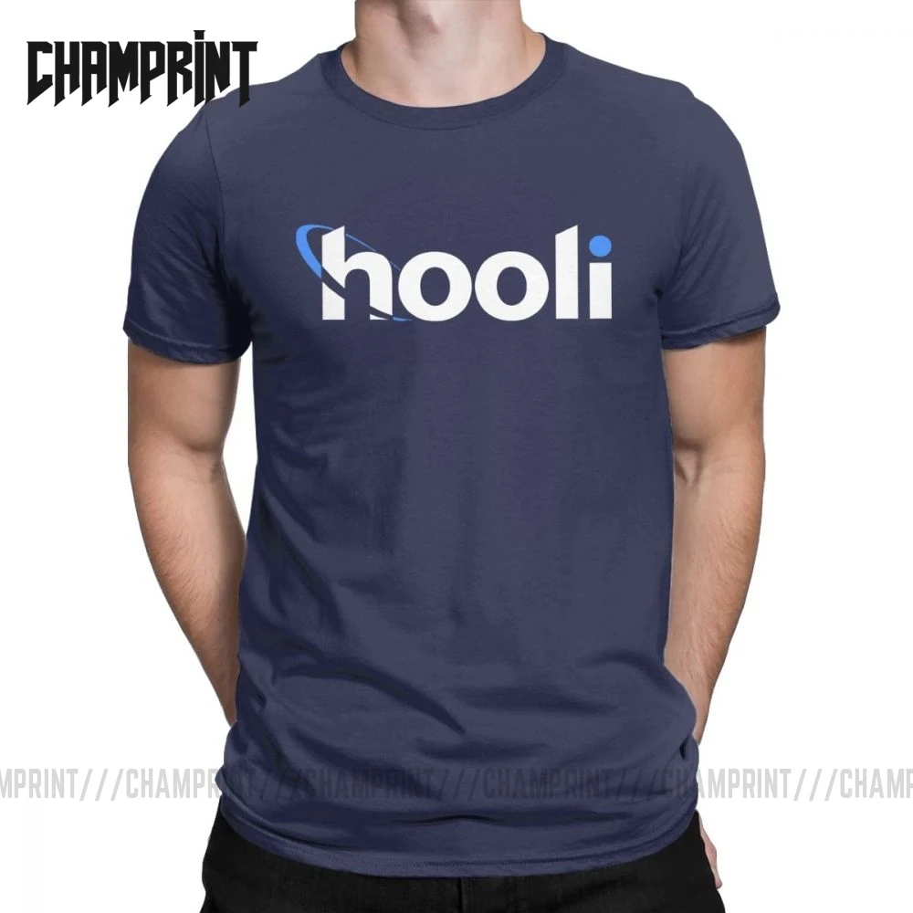 Футболка мужская с логотипом Hooli силиконовая хлопковая тенниска коротким