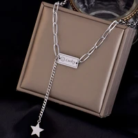 316l stainless steel fadeless niche design sense square brand five pointed star pendant new hip hop trend mens sweater chain