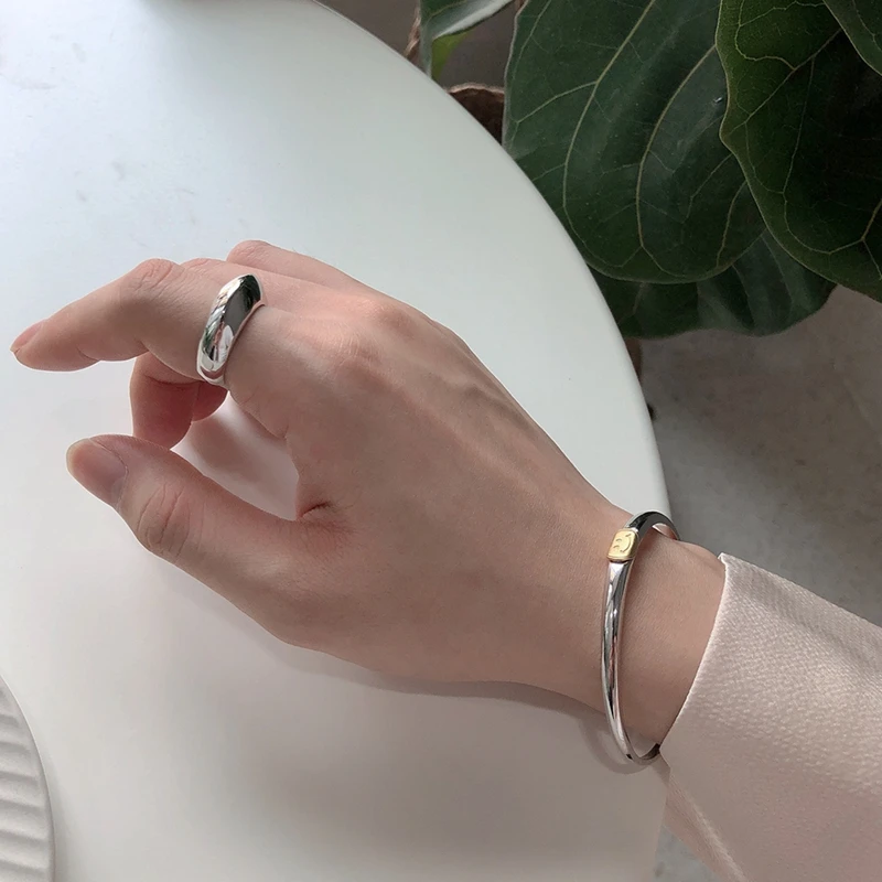 LouLeur, настоящее Серебро s925 пробы, Смайл, браслеты, Ретро стиль, простой браслет, браслеты для женщин, мода, хорошее ювелирное изделие, Летние подарки
