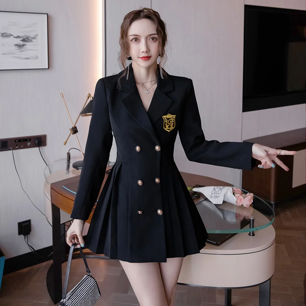 

Autumn Suit Foot Bath Foot Massage Technician Overalls High-grade Small Suit Pleated Skirt Coat Women's All-match Dress Jum