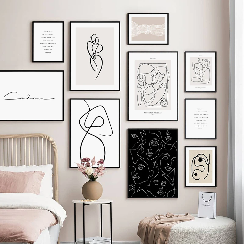 

Nordic Minimalist Wall Art Decor Posters And Prints Abstract Line Face Home Decoration Painting Canvas For Living RoomPicture