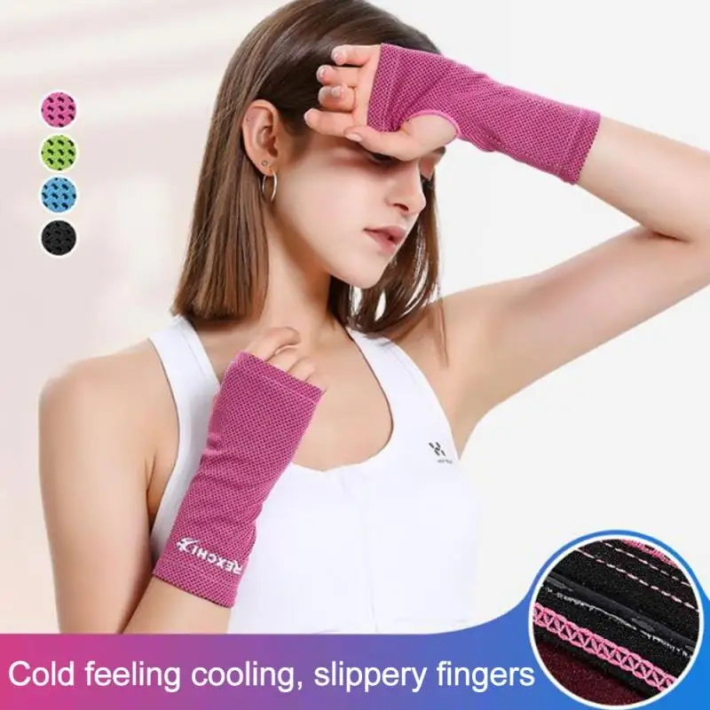 

2Pair Ultrathin Ventilate Wrist Guard Sleeve Ride Gloves Elastic Palm Ice Cooling Tennis Yoga Hand Wrist Support Arthritis Brace