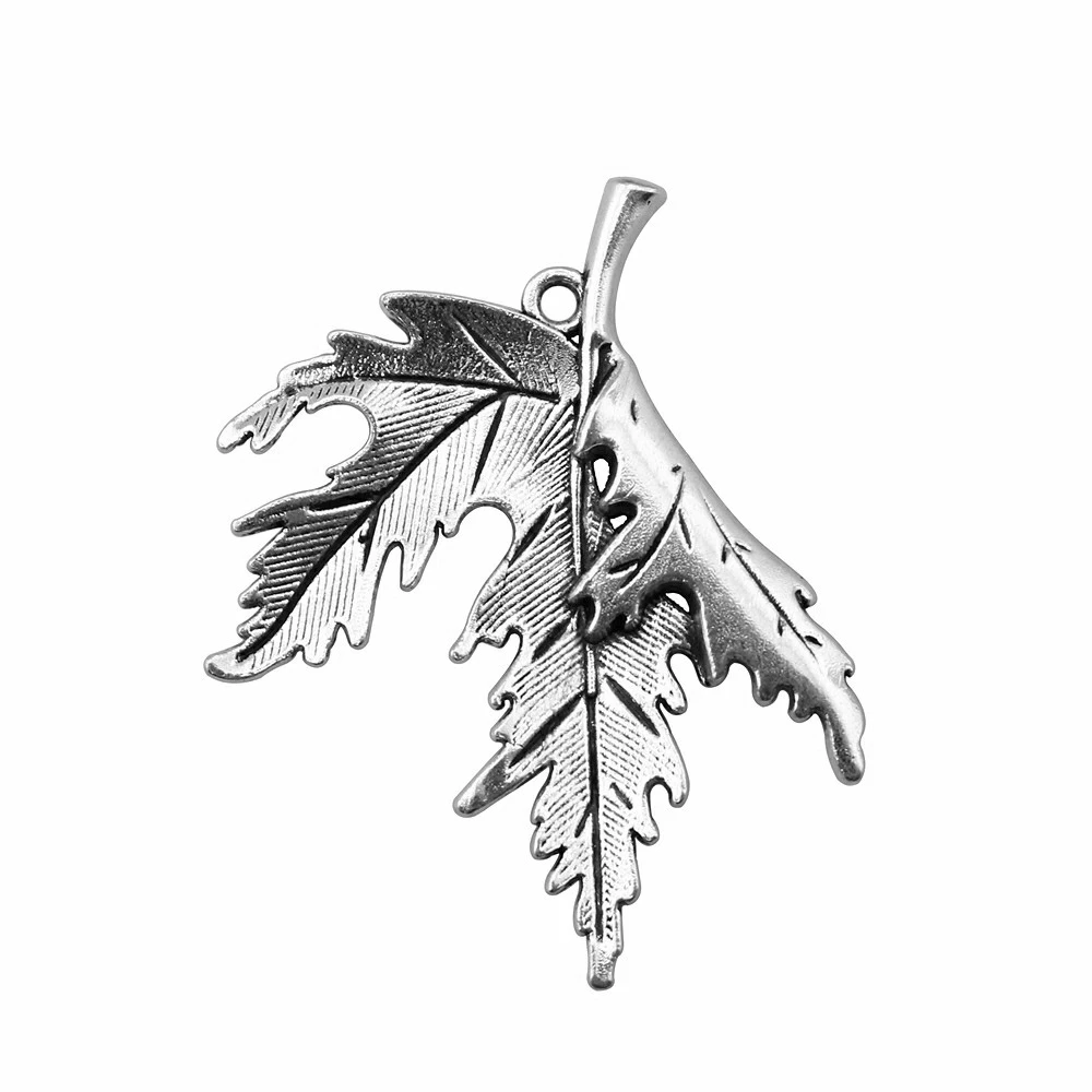 WYSIWYG 2pcs 55x45mm Antique Silver Color Antique Bronze Maple Leaf Pendant Pendant Maple Leaf Maple Leaf Charm images - 6