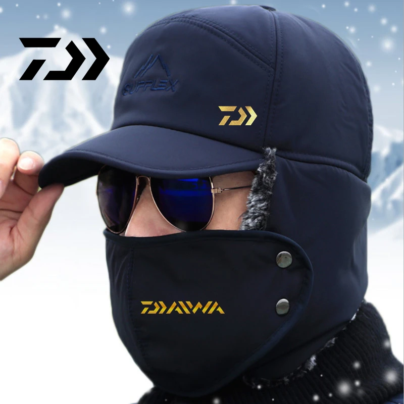 

Новая Рыболовная Шапка DAIWA, Зимняя Мужская Уличная ветрозащитная утолщенная теплая шапка с ушками, велосипедная дышащая холодная шапка, Жен...