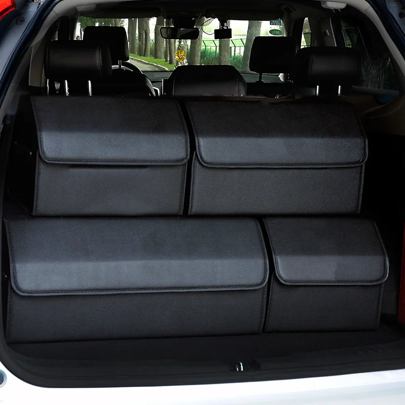 Pаспродажа Однотонная коробка для хранения в багажник автомобиля, водонепроницаемый автомобильный Органайзер из искусственной кожи, складная коробк...