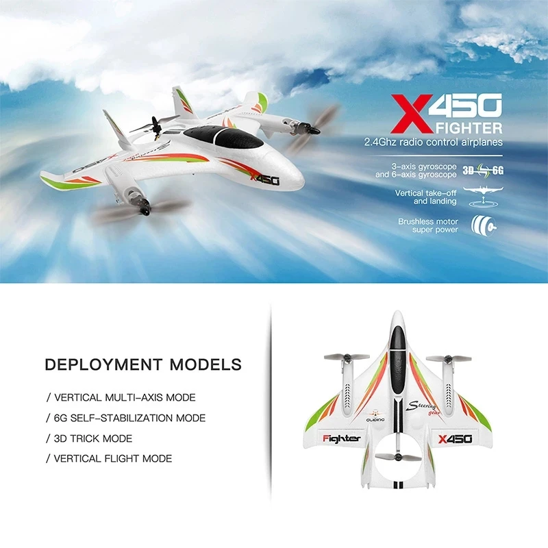 

3D/6G 2.4G Remote Control RC Plane Fixed Wing Takeoff LED RC Glider RC Airplane Brushless Motor 500m RTF RC Toy With 3pc Battery