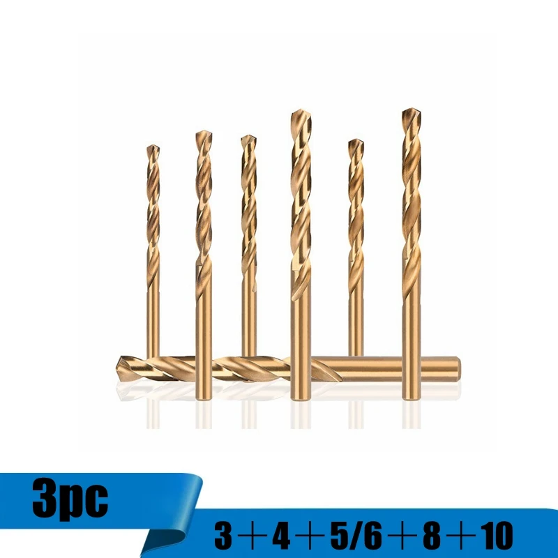 

3 шт. 3 4 5/6 8 10 Набор спиральных Сверл С кобальтовым покрытием HSS M43 пистолет сверло для дерева/металла резак для отверстий электроинструменты