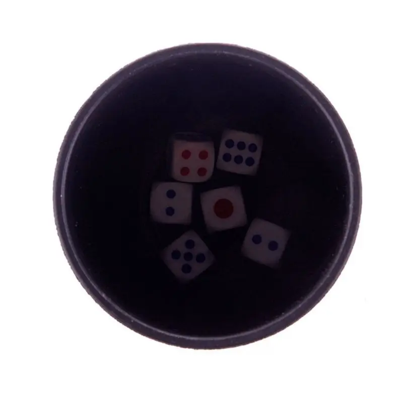

Black PVC Dice Cup Board Game KTV Pub Night Club Casino Party Game Gambling Dice Box with 5 Dices Dropshipping