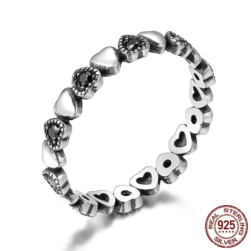 

Heart Shaped Cubic Zirconia Band Stacking Wedding Band Promise Ring