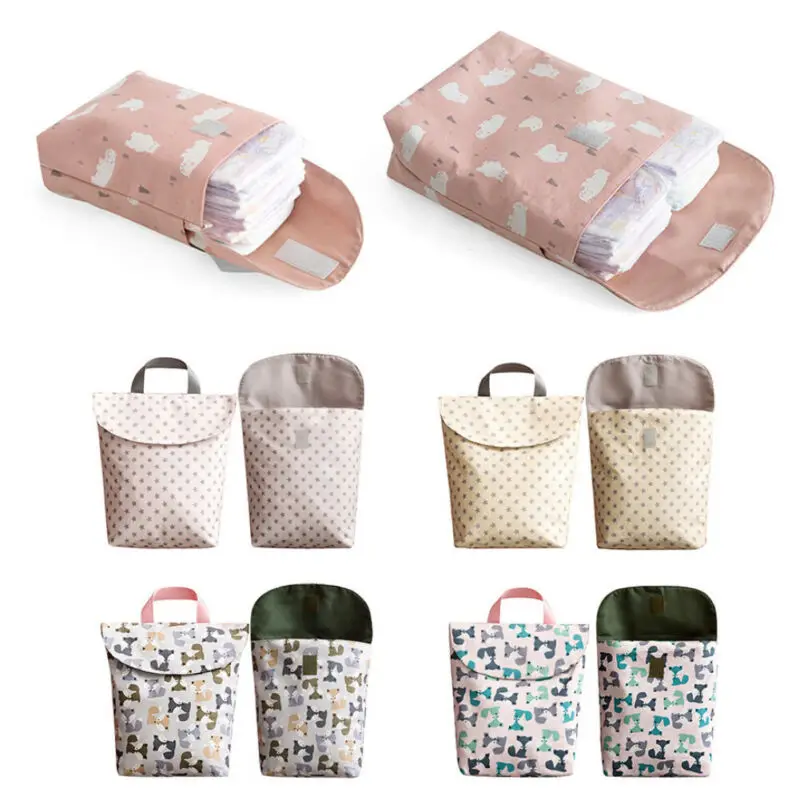 

New Fashion Outdoor Baby Nappy Reusable Washable Cloth Waterproof Diaper Storage Hand Bag