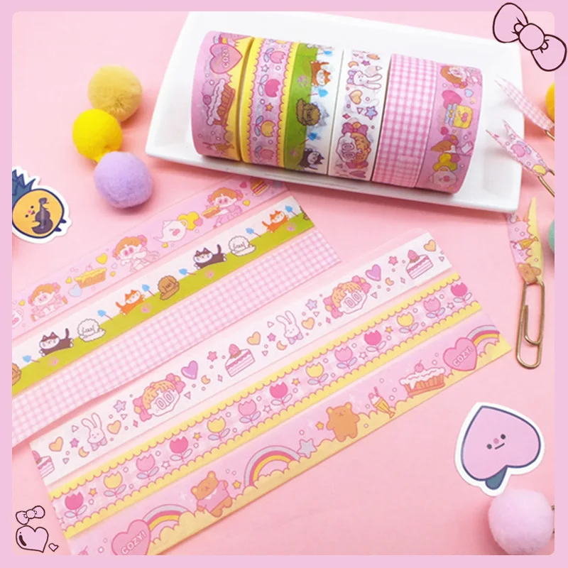 Клейкая лента Kawaii 1 шт. милая мультяшная васи декоративная для маскировки лент