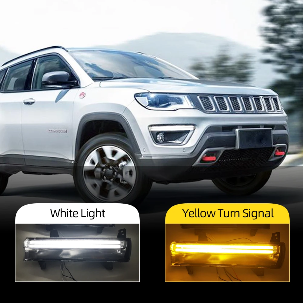 CSCSNL 1 пара автомобиля светодиодный дневные ходовые огни для Jeep Compass 2017 2018 2019 Бег