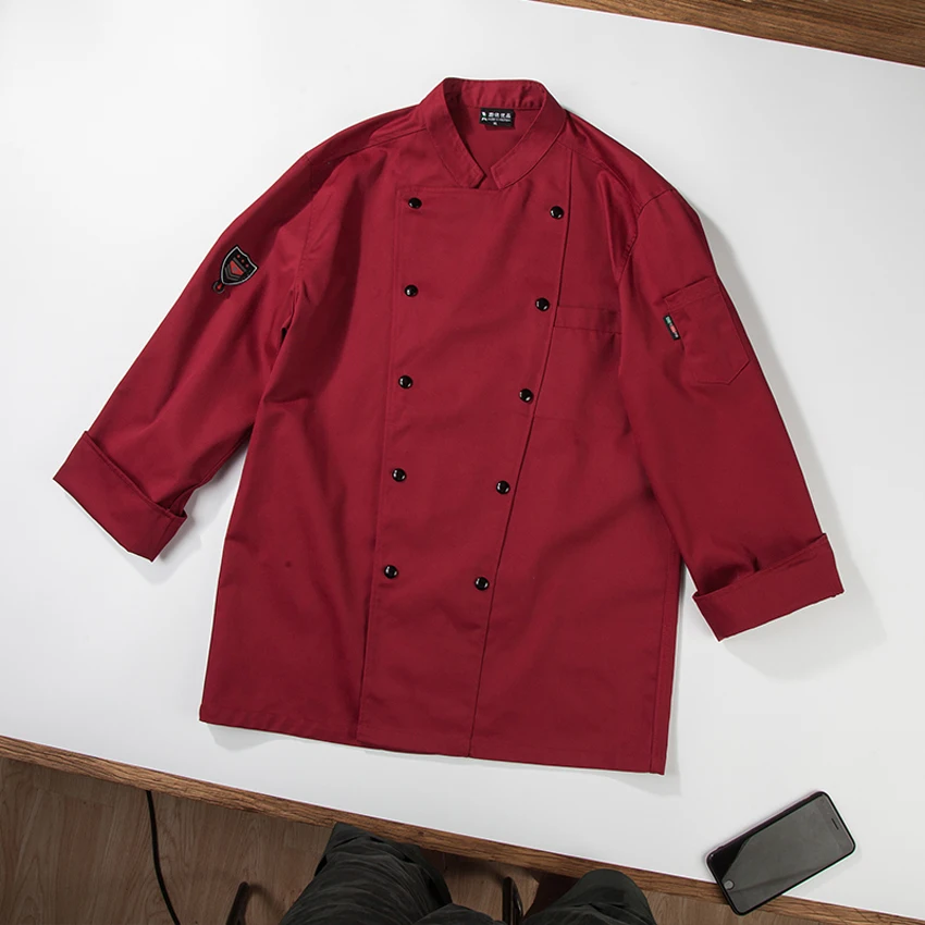 

Kitchen Cafe Bakery Wear Cook Shirt Men Women Full Sleeve Double Breasted Autumn Food Service Chef Uniform Jacket