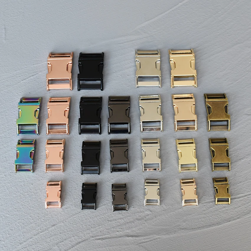 

100 Pcs 15/20/25/30mm Metal Belt Buckle Side Release Curved Belt Buckle for Bag DIY Paracord Buckles Bracelet Trinket Bracelet