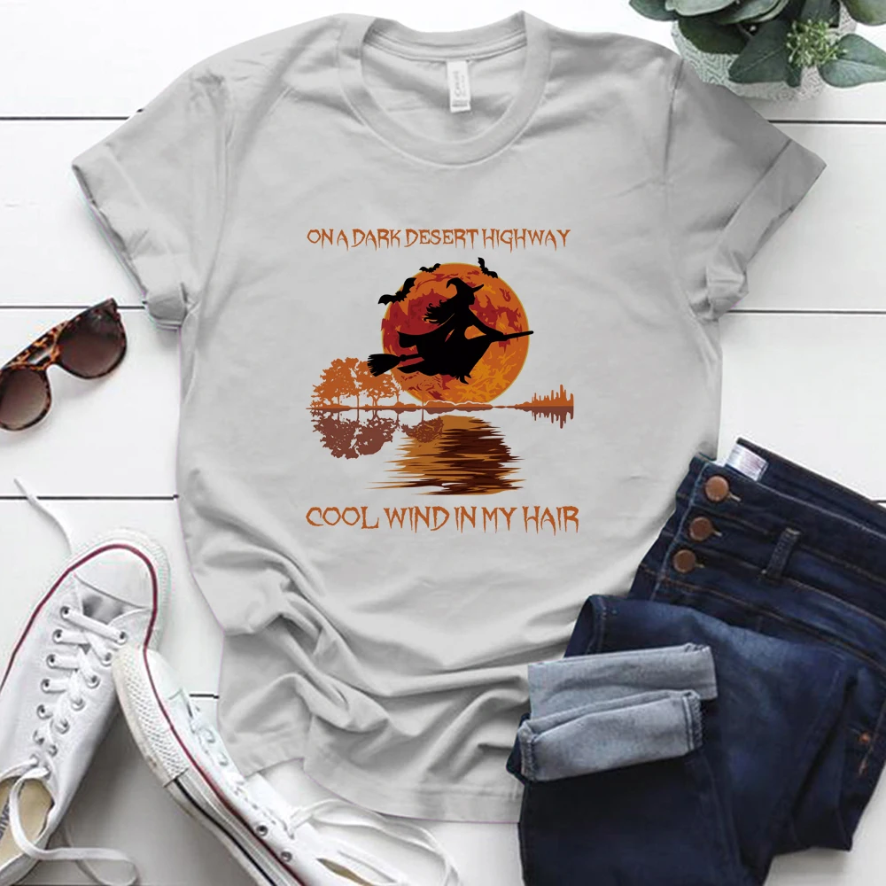 Футболки на Хэллоуин тёмном пустынном шоссе женская летняя Эстетическая одежда