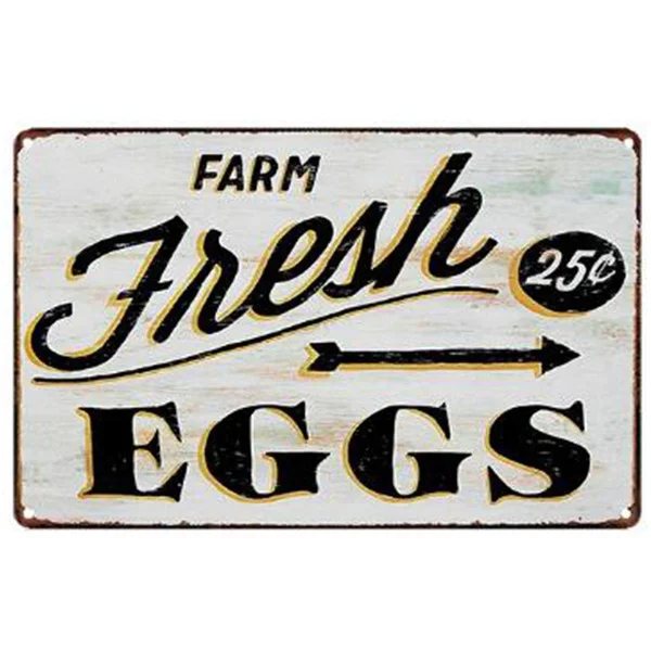 

Chicken Egg Shabby Chic Poste Tin Signs Metal Plate Farm Fresh Eggs Metal Tinplate Sign Poster